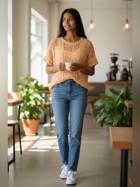 Bobeau Women's Sweater in Light Orange